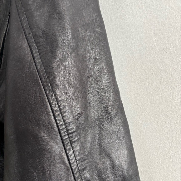 Vintage Danier Black Leather Bomber Moto Zip Up Jacket - Picture 7 of 16